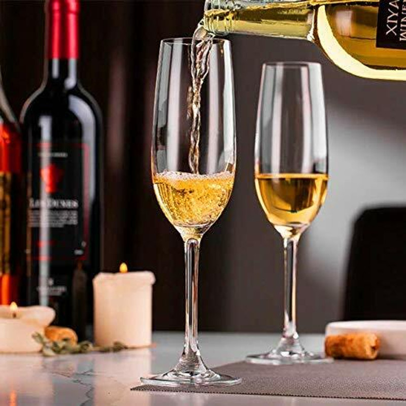 XYPHER (Pack of 2) 200 ml crystal champagne, red wine flute glass set Glass Set Champagne Glass(200 ml, Glass, Multicolor)