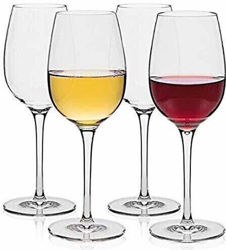 Bestaqua (Pack of 4) crystal wine whisky glasses Glass Set Wine Glass(300 ml, Glass, Clear)