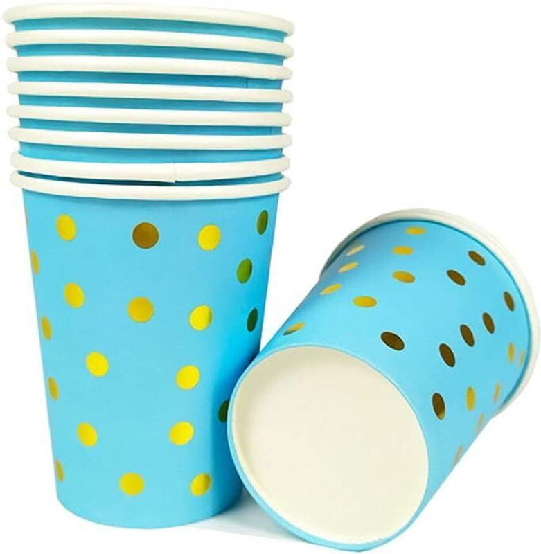 lalantopparties (Pack of 10) BGP-10CUP Glass Set Cocktail Glass(9 ml, Paper, Blue, Gold)