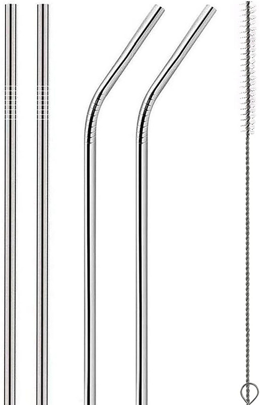 Alcraft sells (Pack of 10) Reusable Stainless Steel Straw with Cleaning Brush-Metal Straws Drinking Juice_2 Glass Set Beer Glass(150 ml, Silver, Silver)