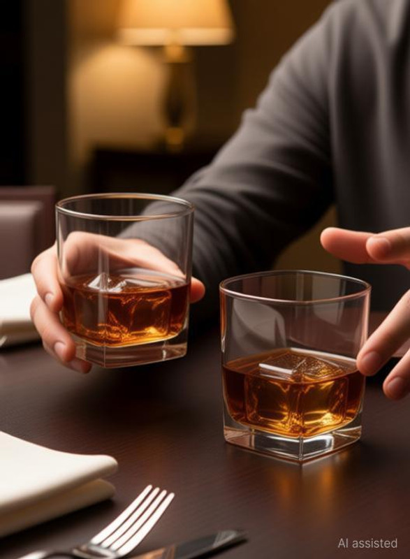 tyche enterprise (Pack of 2) (Pack of 2) Crystal Clear Square Whiskey glass set of 2 Glass Set (290 ml, Glass) Glass Set Wine Glass(290 ml, Glass, Clear)