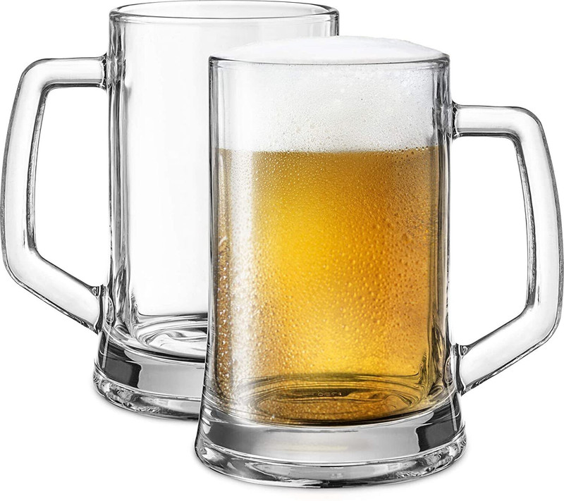 JIGSHTIAL (Pack of 2) Light Beer Glass, Clear Classic Pilsner Glass Set, Bar Weizen Glass, Wheat Beer Glasses, Beer Glass Glass Beer Mug(500 ml, Glass, Clear)
