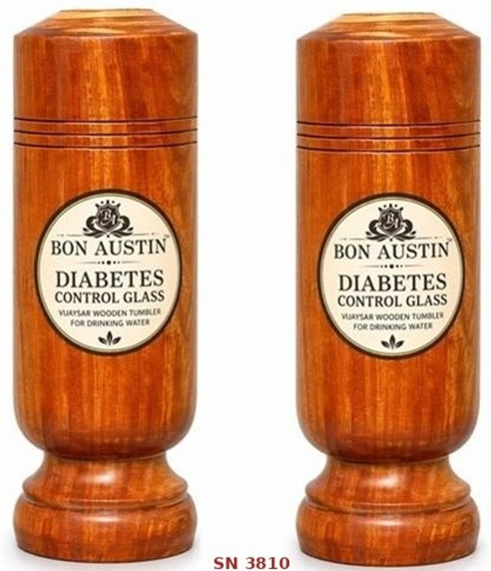 Bon Austin (Pack of 2) Vijay Star Wooden Glass | Of Gentle Sugar Control Daily Glass For Daily Use Glass Water/Juice Glass(100 ml, Wood, Light Brown)