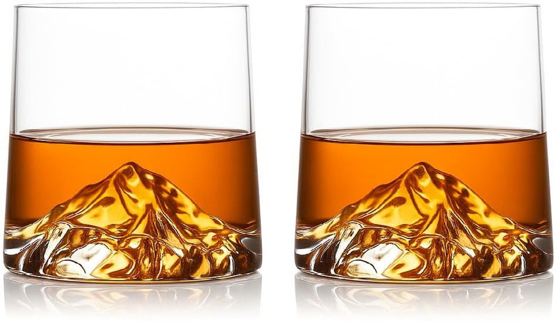 Hanudhya (Pack of 2) Premium Mountain Design Drinking Glass Set Pack of 2 Glass Whisky Glass(230 ml, Glass, Clear)
