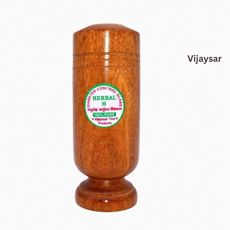 VIJYASAR Vijaysar Glass | Advanced Diabetes Control Glass Wellness Formula - Helps Glass Water/Juice Glass(100 ml, Wood, Brown)