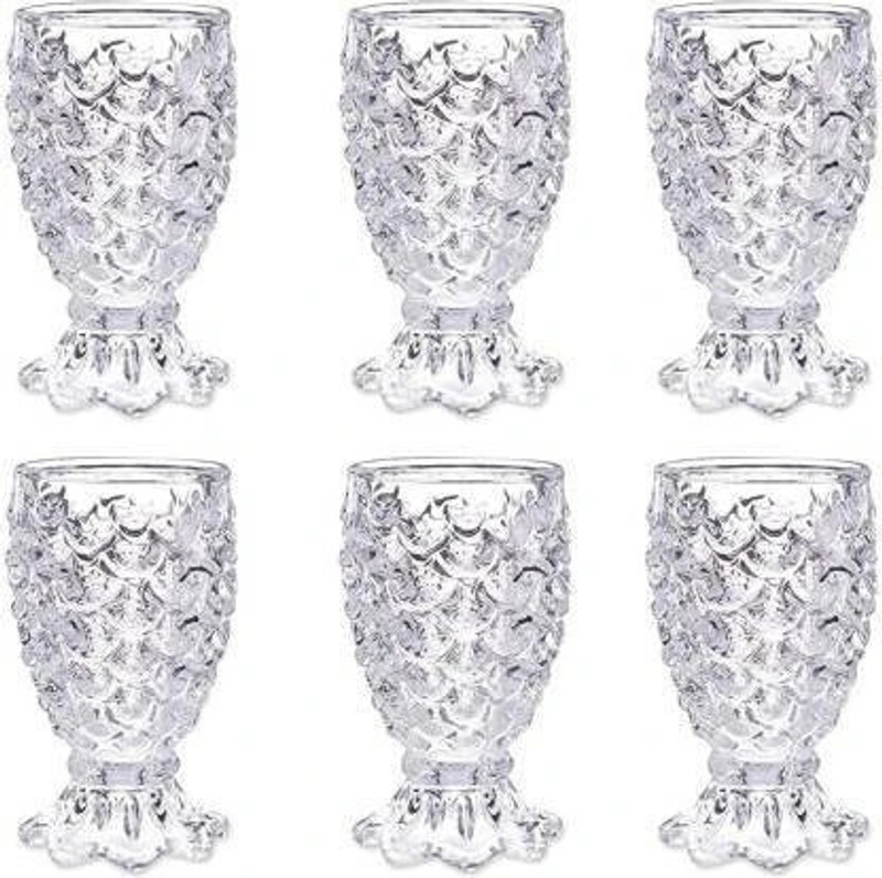 SURYAFASHION (Pack of 6) SURYAFESON (Pack of 6) Crystal Clear Pineapple Shaped Juice Glass Set of 6 Pieces Glass Set (250 ml, Glass) Glass Set Wine Glass(250 ml, Glass, Clear)