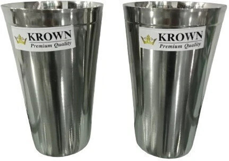 Krown (Pack of 2) Krown_18 Glass Set Water/Juice Glass(1000 ml, Steel, Silver)