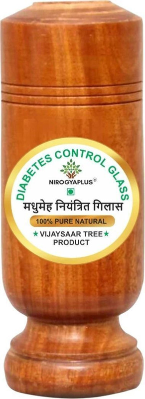 Nirogyaplus Diabetes / Sugar Control Glass 100% Natural Made By Vijaysaar Tree (Pack of 1) Glass Set Water/Juice Glass(100 ml, Wood, Brown)