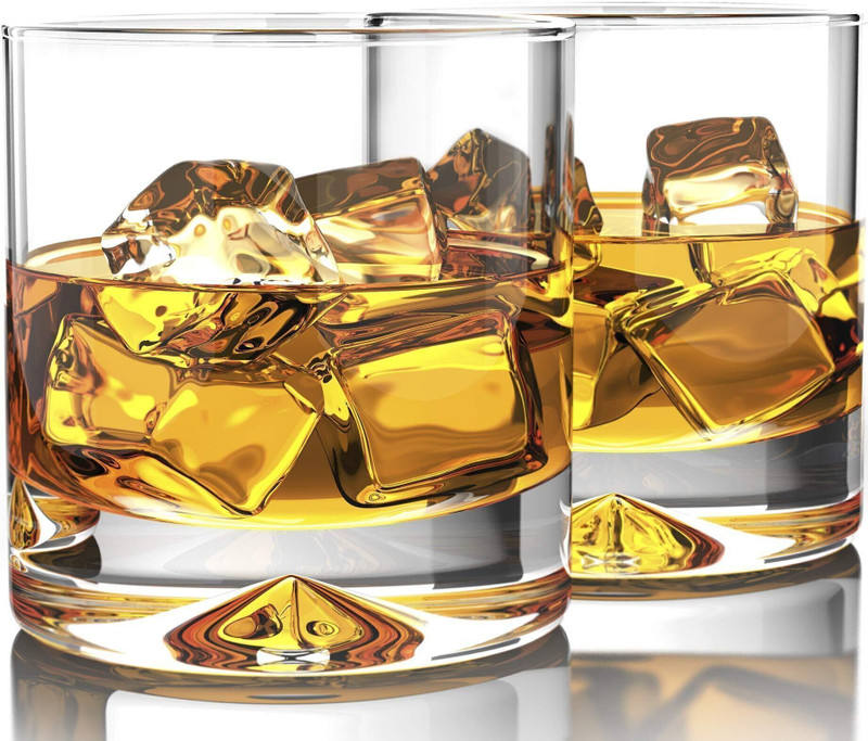 okechuku (Pack of 2) Drinking Glasses for Whisky, Bourbon Scokch Liquor Wine Cocktail Glass Whisky Glass(250 ml, Glass, Clear)