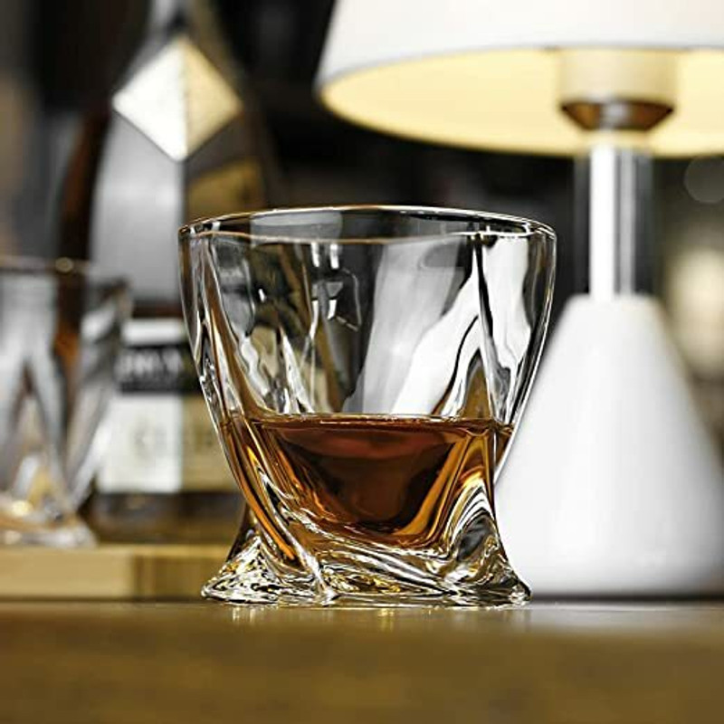 TINSUHG (Pack of 2) Bar Glass for Drinking Bourbon, Whisky, Scotch, Cocktails, Cognac Tumblers Old Glass Set Whisky Glass(300 ml, Glass, Clear)