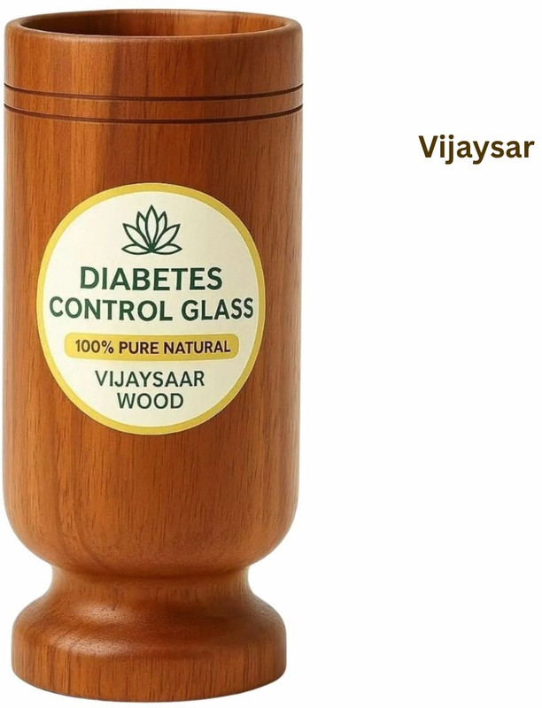 VIJYASAR Ayurvedic Health Glass | Power Vijaysar Glass Daily Wellness Formula - Supports Glass Water/Juice Glass(100 ml, Wood, Brown)
