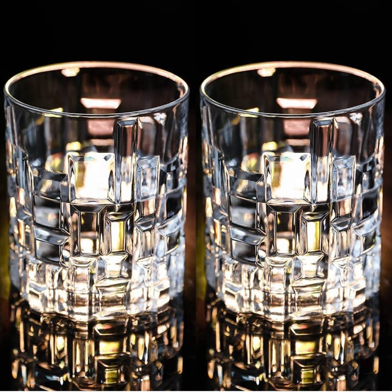 okechuku (Pack of 2) Base Old Fashioned Drinking (1 pc.) Glass for Bourbon, Rocks, Cocktail, Scokch Glass Whisky Glass(320 ml, Glass, Clear)