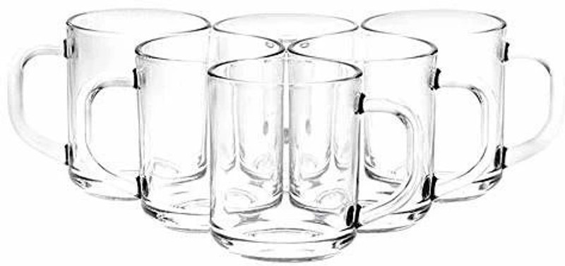 VINDRO (Pack of 6) Glass Cups and Mugs - 6 Piece, Clear, 250ml Glass Water/Juice Glass(250 ml, Glass, Clear)