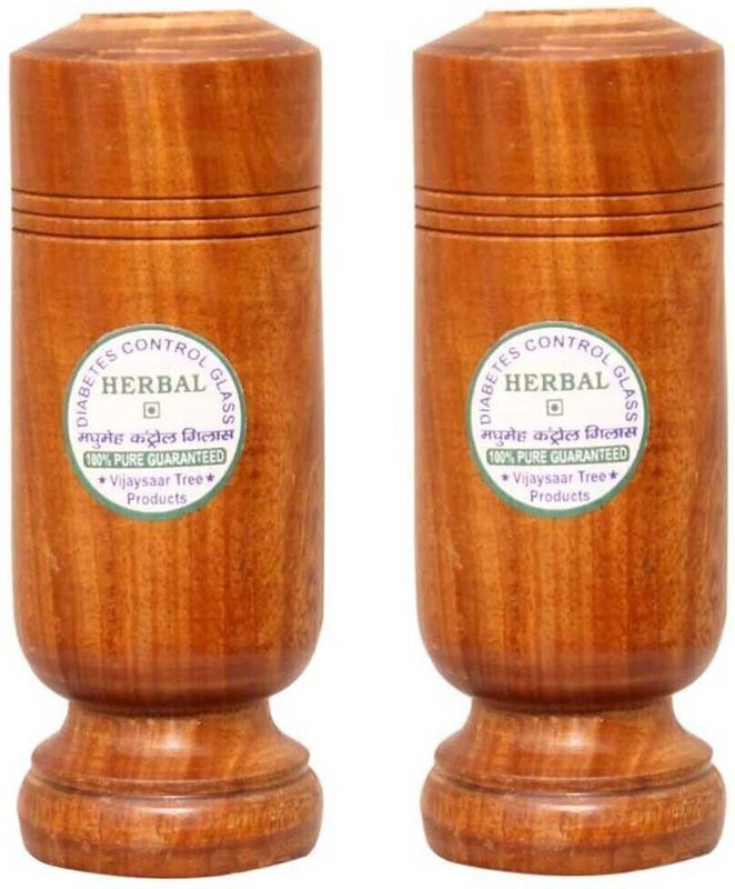 Schrodinger (Pack of 2) 11012 Diabetes Sugar Control VIJAYSAR Wooden Glass Tumbler 60ml Ayurvedic Wood - 2 PCS PER ORDER Glass Water/Juice Glass(60 ml, Wood, Brown)