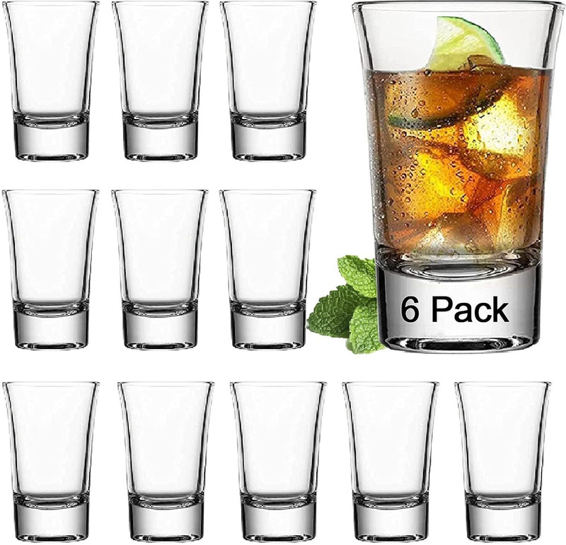 AYUTAS (Pack of 6) Heavy Base Shot Glass Set Spirits Glass Mini Glass Cordial Glass, Tequila Glass Glass Set Shot Glass(40 ml, Glass, Clear)