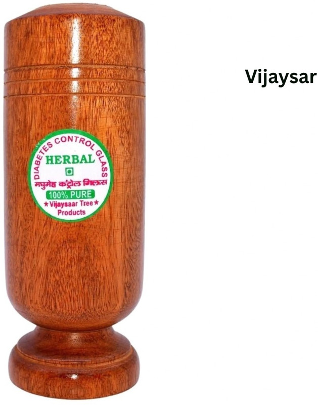 VIJYASAR Diabetes Control Glass | Ayurvedic Detox Glass | Exclusive Vijaysar Glass Glass Water/Juice Glass(100 ml, Wood, Brown)