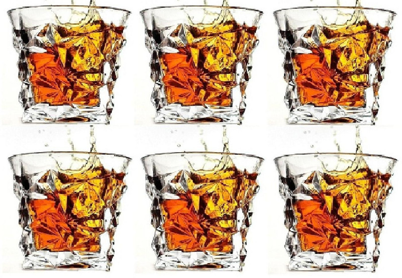 MOGADGET Diamond Crystal Cut Whiskey Glasses 300 ml Bar Glass for Drinking pack of 1 Glass Set Beer Glass(300 ml, Glass, Clear)