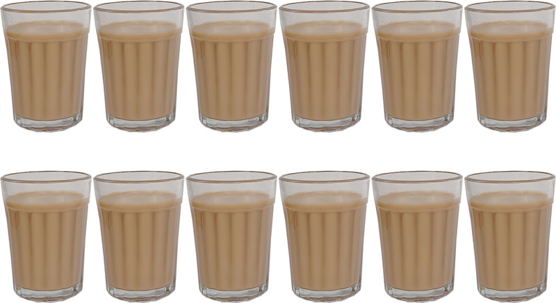 MANGALAM CRAFT (Pack of 12) Traditional Indian Cutting Chai - Original Indian Wali Feeling Tea Glass ( Pack of 12 ) Glass Set Glass Water/Juice Glass(100 ml, Glass, Clear)