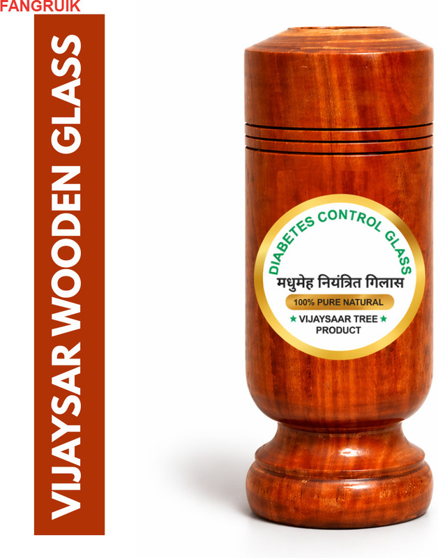 Fangruik sugar glass vijaysar wood cup suitable for daily soaking water routine use Glass Water/Juice Glass(100 ml, Wood, Light Brown)
