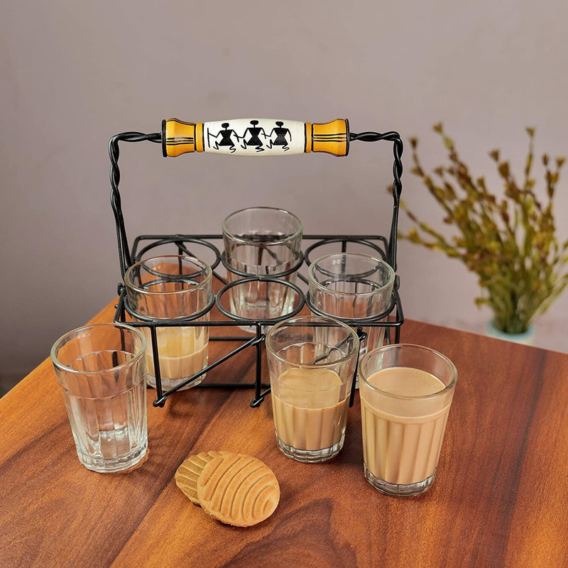 Artysta (Pack of 6) HDARTTS000655 Glass Set Hot Beverage Glass(151 ml, Glass, Black)