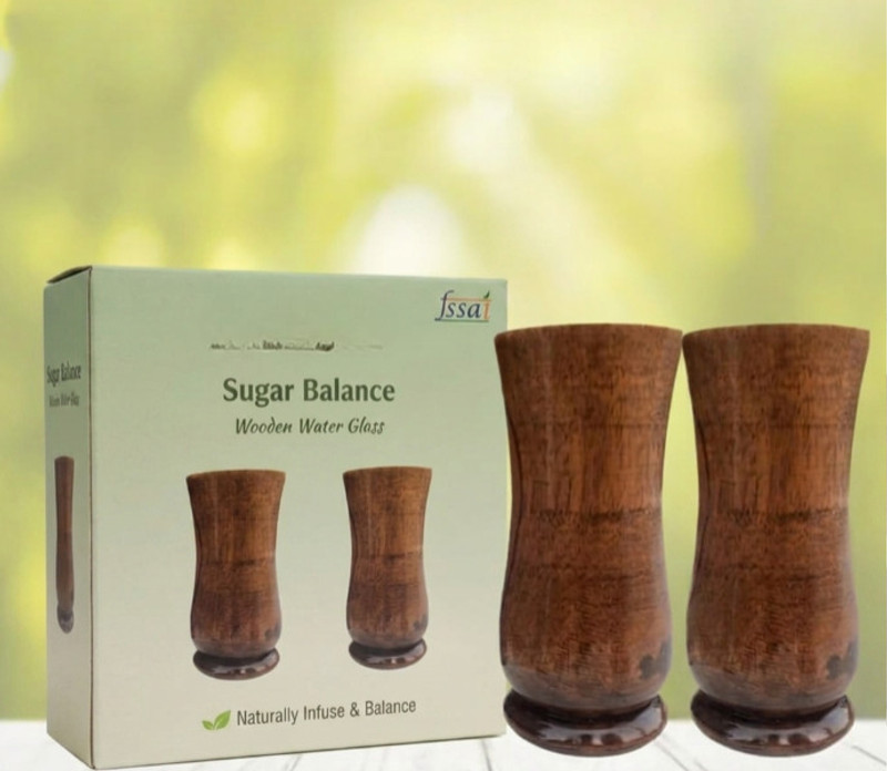 VELWAR (Pack of 2) Ayurvedic Vijaysar Wood Glass Wooden Glass Daily Wellness Glass Water/Juice Glass(60 ml, Wood, Brown)