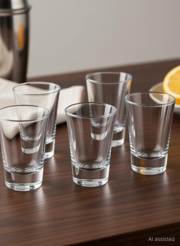 baluda (Pack of 6) Heavy Base Shot Glass Set Glass Set Wine Glass(30 ml, Glass, Clear)