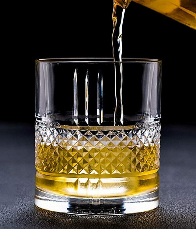 VLKMK (Pack of 4) Crystal Whiskey, Juice Scotch Vodka Beer Champagne Tumbler, Wine Glasses (Pack of 4 , 350ml) Glass Set Whisky Glass(350 ml, Glass, Clear)
