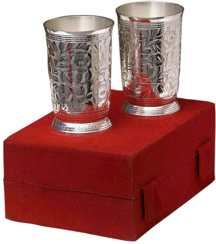 Metalmastery SILVER GLASS PAIR(SG4) Glass Set Water/Juice Glass(200 ml, Silver, Silver)
