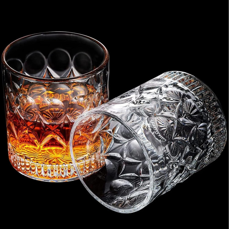 okechuku (Pack of 2) Whiskey Glass for Glasses Bourbon, Vodka, Liquor, Scotch Glass Set Glass Whisky Glass(300 ml, Glass, Clear)