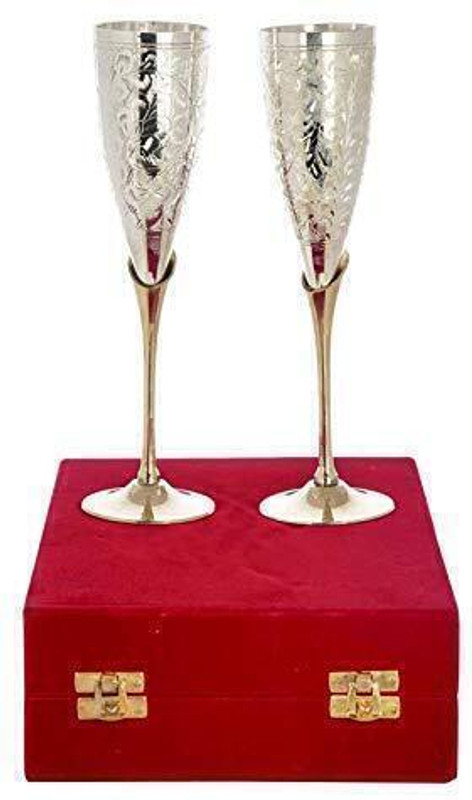 INTERNATIONAL GIFT German Silver Wine Glass/Wine Goblet with Beautiful Velvet Box Packing Glass Set Wine Glass(300 ml, Brass, Silver)