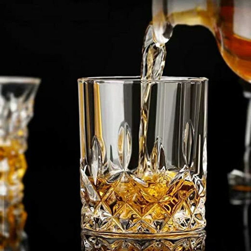 okechuku (Pack of 2) Heavy Base Rocks Barware Glasses for Scokch, Mixed Drinks, Wine, Glass Whisky Glass(300 ml, Glass, Clear)