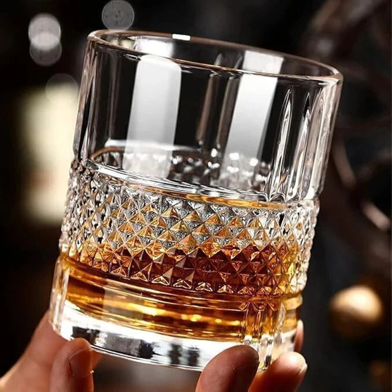 fielrop (Pack of 2) Signature Tumblers Whiskey Glasses for Scotch Brandy | Set of 1 | 340 ML | Glass Whisky Glass(340 ml, Glass, Clear)