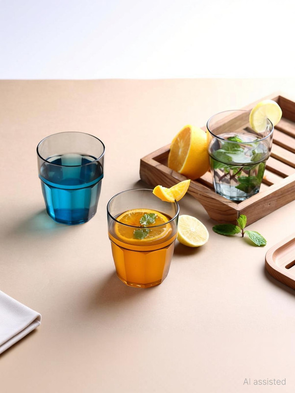 Dervino (Pack of 12) 12 Unbreakable Clear Drinking Glasses 300 ml for Water Juice Beer and Cocktail Glass Set Water/Juice Glass(300 ml, Plastic, Clear)