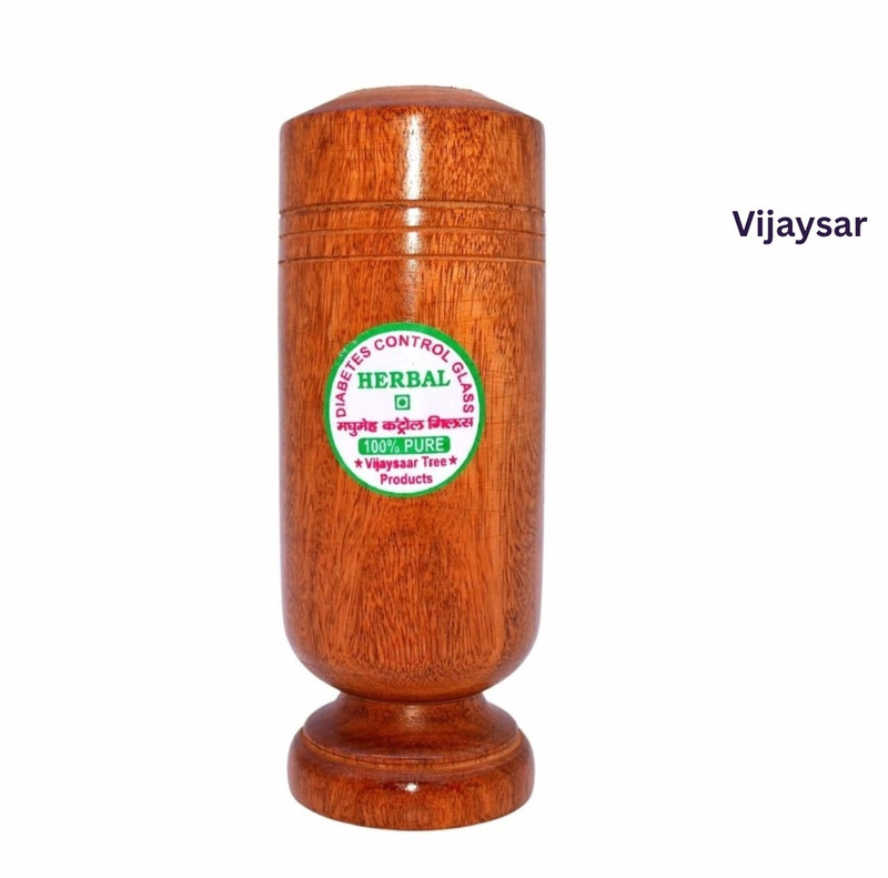 VIJYASAR Diabetes Control Glass | Diabetes Management Glass | Power Vijaysar Glass Daily Glass Water/Juice Glass(100 ml, Wood, Brown)
