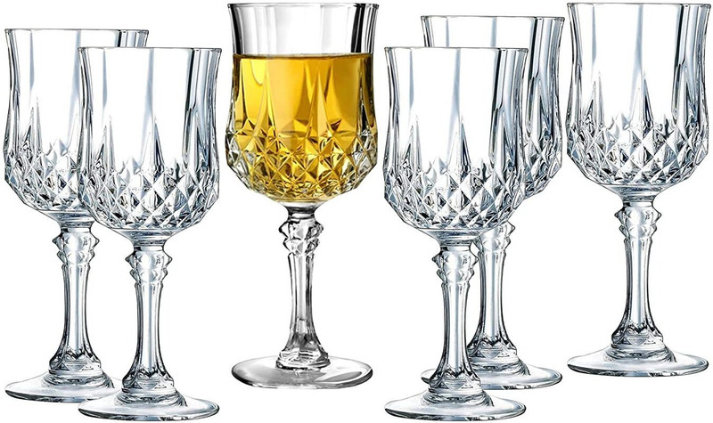 vetreo (Pack of 2) Wine Glass, Delicate Crystal Wine Glass Set, Crystal Clear Diamond Glass, Stemless red Wine Glass Wine & Whisky Glass - Set of 6, 180ml, Crystal Clear Diamond Glass, Elegant Party Drinking Glassware, Dishwasher Safe, Restaurant Quality Set of 2 Glass Set Wine Glass(180 ml, Glass,
