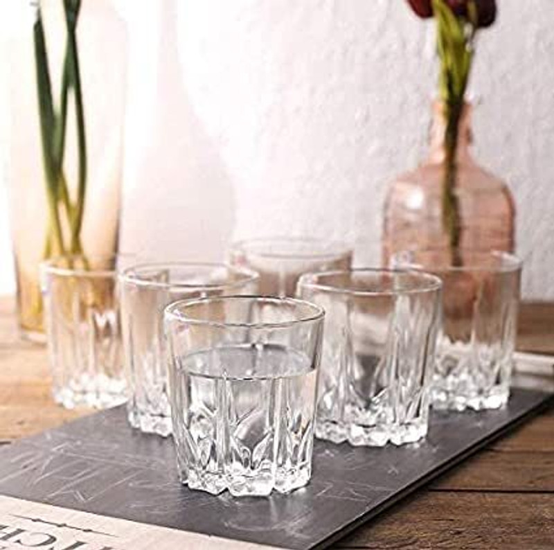 ATLOYAL (Pack of 6) Crystal Diamond, Whiskey Glasses Transparent Pack of 6 Glass Set Whisky Glass(300 ml, Glass, White)
