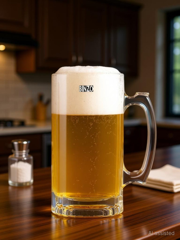 BINZO (Pack of 6) Beer Mugs Set | Set of 6, 500 ml | Large Heavy Mugs for Freezer. Glass Set Beer Mug(500 ml, Glass, Clear)