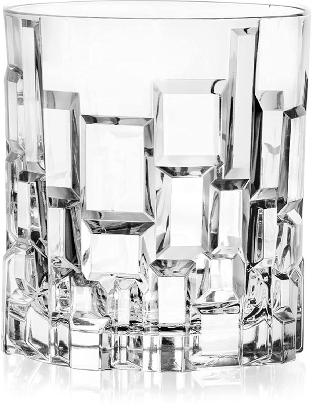 Vastarpara (Pack of 6) Premium Italian Double Old Fashion Crystal Diamond Shaped Whisky Glass Glass Set Whisky Glass(325 ml, Glass, Clear)