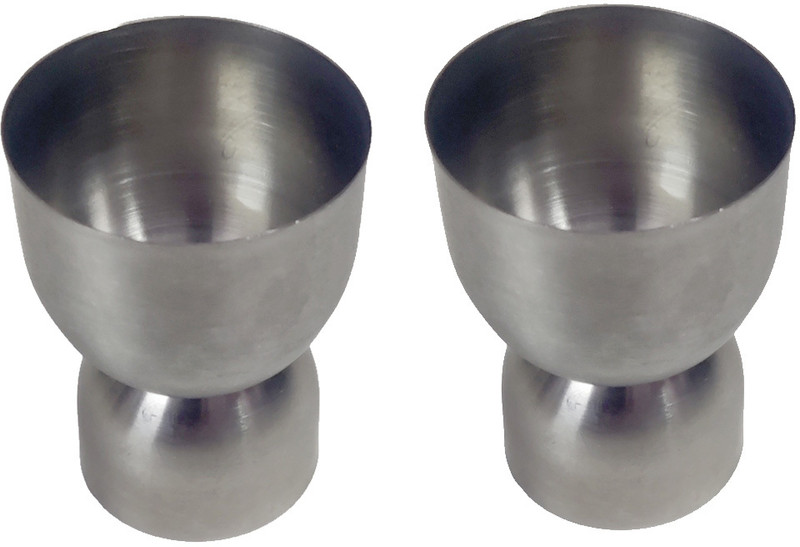 Shoppernation (Pack of 2) PEGGGG 3322 Glass Whisky Glass(60 ml, Steel, Clear)