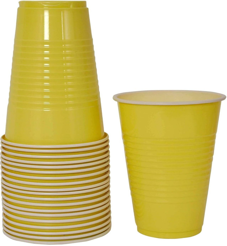 FunBlast (Pack of 20) Reusable Beer Pong & Cocktail Glasses - Party Plastic Glass Set Glass Beer Glass(500 ml, Plastic, Yellow)