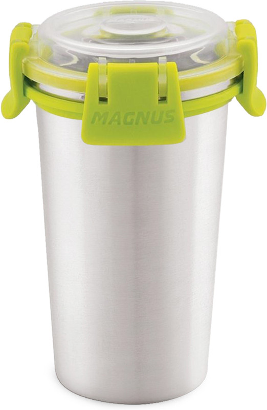 Magnus Stainless Steel Matte Finish Glass with Lid(Leakproof) for (Office/Picnic) Glass Water/Juice Glass(350 ml, Steel, Silver)