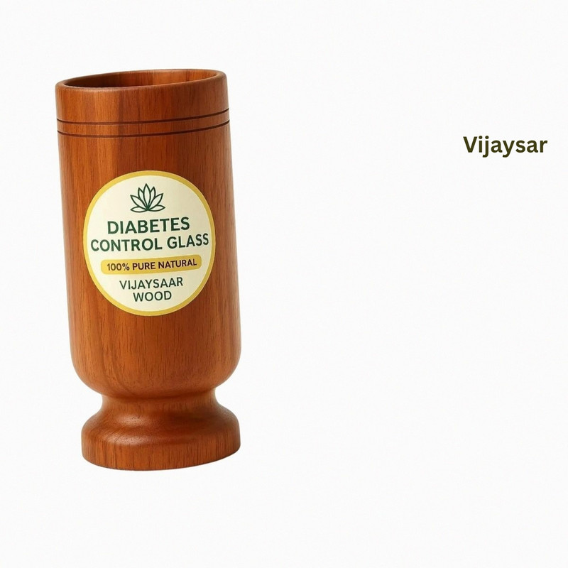 VIJYASAR Vijaysar Wooden Cup | Select Diabetes Control Glass Care Collection - Ideal Glass Water/Juice Glass(100 ml, Wood, Brown)