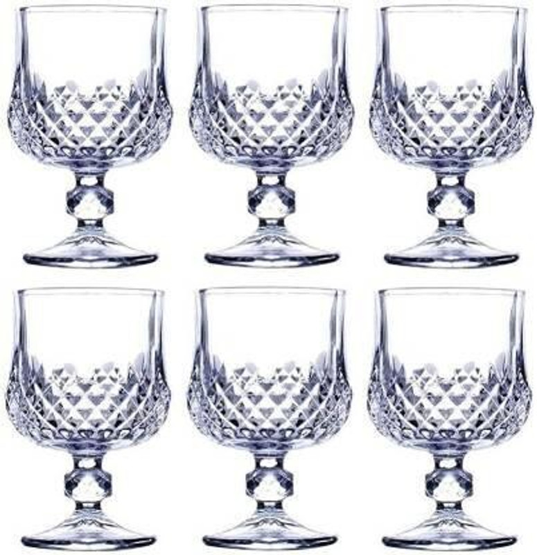 escora (Pack of 6) Champ Wine Glasses/Crystal Clear Champagne Wine Glasses with Diamond Cuts for Any Occasion (190ml, Set of 6) Glass Set Wine Glass(190 ml, Glass, Clear)