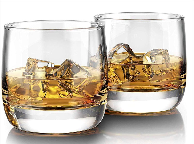 otak (Pack of 2) Imported Bourbon Scokch Brandy Juice Tumbler for Drinks Liquor Glass Whisky Glass(320 ml, Glass, Clear)