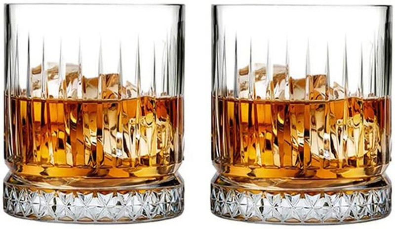 Convoke (Pack of 2) Diamond Glass With Bottom Rocks Cocktail Scotch And Rum Glass Set Whisky Glass(310 ml, Glass, Clear)