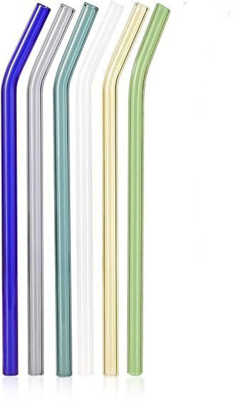 MultiZone Reusable Multicolor Glass Straws for Cocktails,sheke etc Glass Cocktail Glass(0 ml, Glass, Clear)
