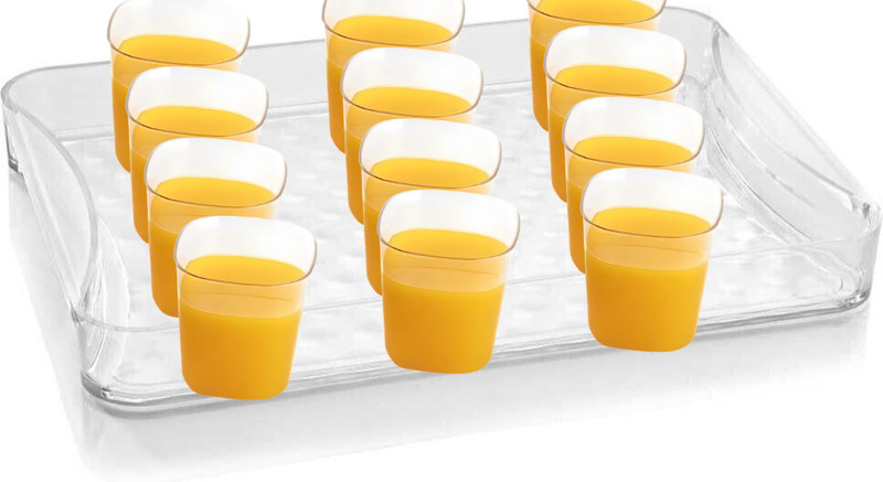 HAPPI (Pack of 12) Unbreakable Water & Juice Drinking Glass Set -12 with Tray - 1 Sharbat Plate Glass Set Water/Juice Glass(250 ml, Plastic, Clear)