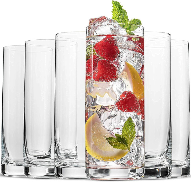 Mahantam (Pack of 6) Premium Italian Highball Heavy Base Tall Glasses (Set of 6 PIS, 310ml) Glass Set Water/Juice Glass(310 ml, Glass, Clear)