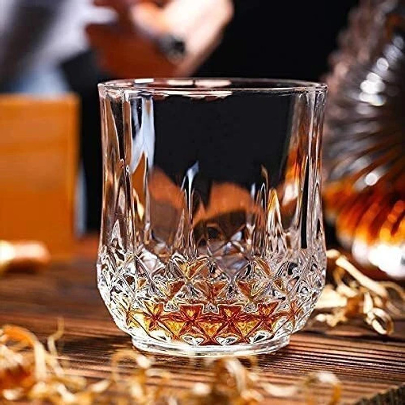 VLKMK (Pack of 2) Crystal Whiskey, Juice Scotch Vodka Beer Champagne Tumbler, Wine Glasses (Pack of 2 , 350ML) Glass Set Whisky Glass(350 ml, Glass, Clear)