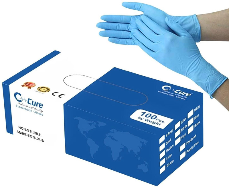 C-Cure Disposable Powder Free Nitrile Hand Gloves for Food Grade ISO & CE Certified Glove Box Holder